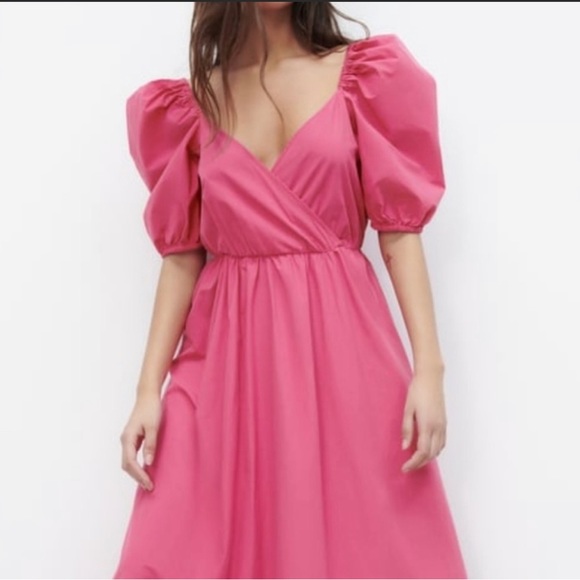 Zara Pink Puff Sleeve Maxi Dress - Picture 6 of 8